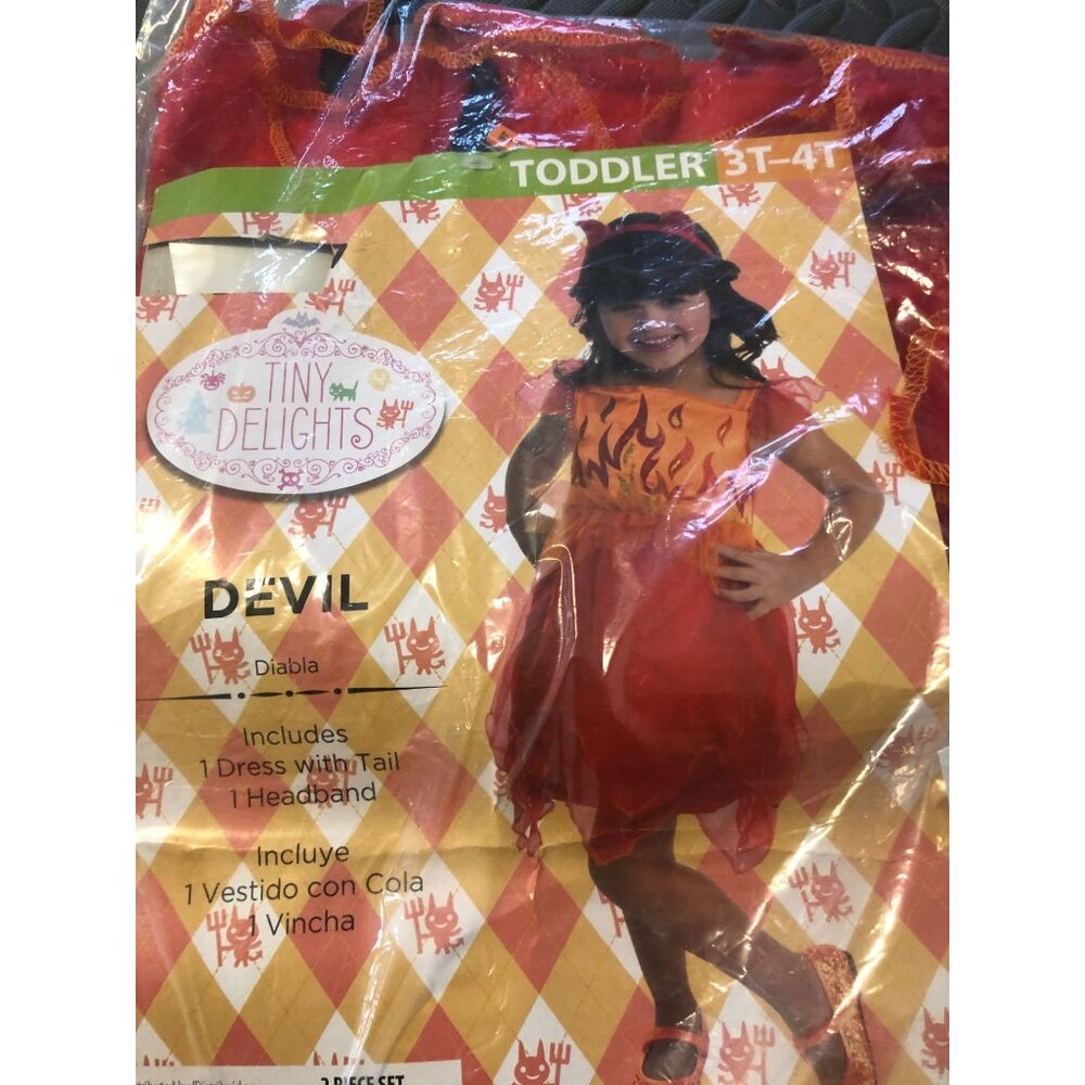 Tiny Delights Devil Halloween Costume 3T 4T Flame Diabla 2 pc Cosplay NWT Girls